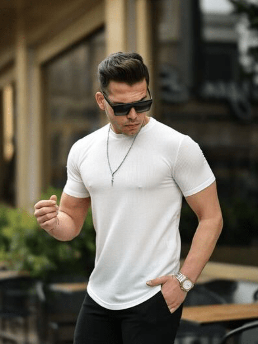 Çizgili Dokulu Fit T-Shirt - Justyol