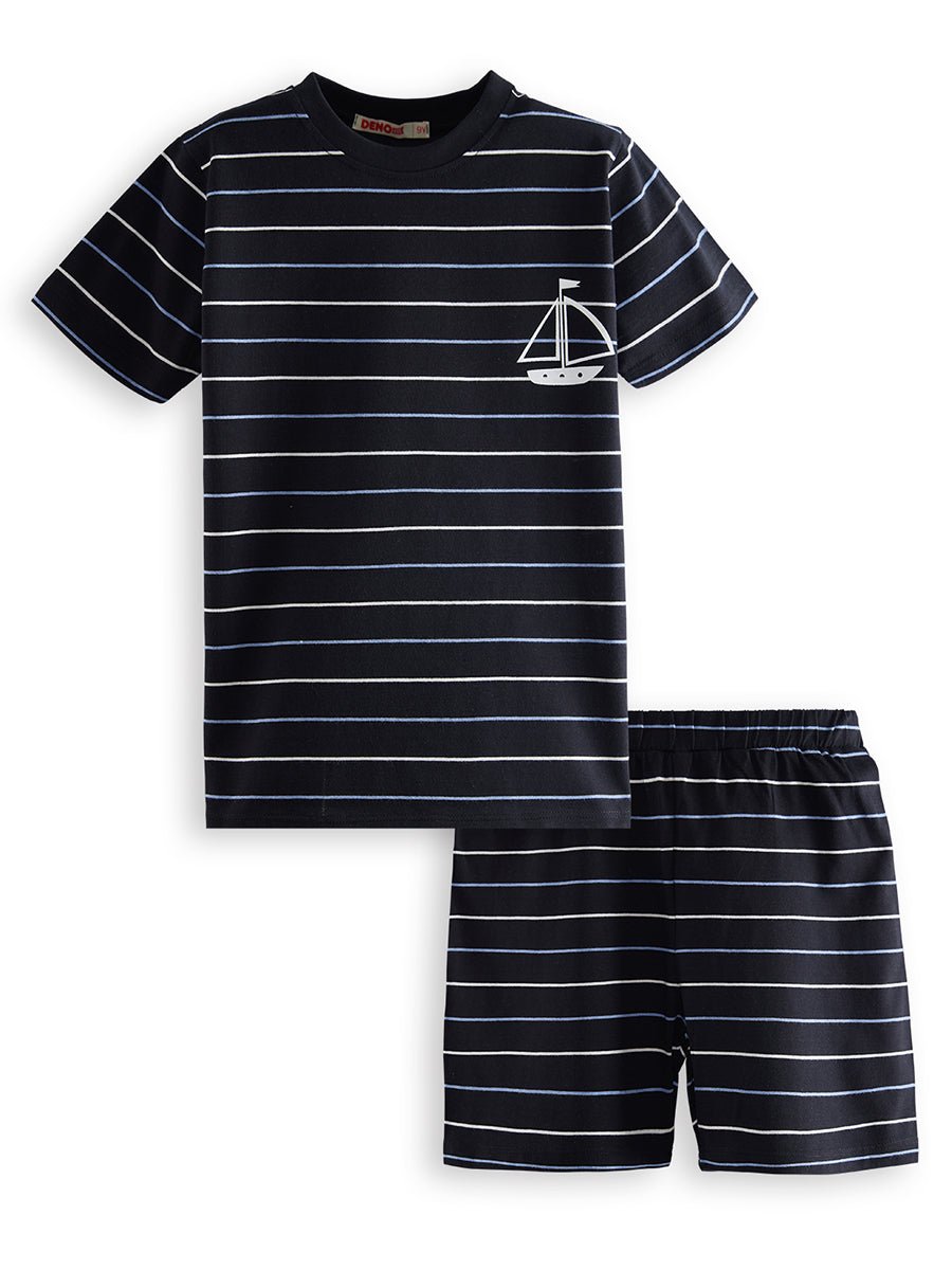 yelken erkek çocuk çizgili pijama takim - Justyol