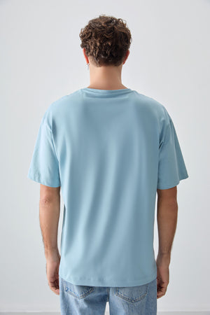 %100 pamuk kalin yumuşak dokulu oversize fit baskili erkek t-shirt - 88355 - Justyol