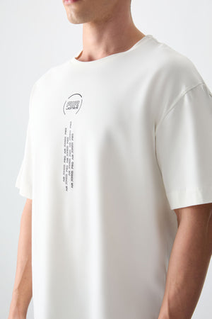 %100 pamuk kalin yumuşak dokulu oversize fit baskili erkek t-shirt - 88355 - Justyol