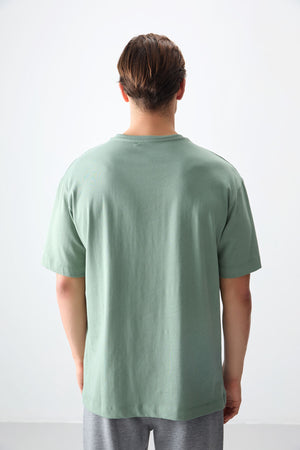 %100 pamuk kalin yumuşak dokulu oversize fit baskili erkek t-shirt - 88355 - Justyol