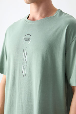 %100 pamuk kalin yumuşak dokulu oversize fit baskili erkek t-shirt - 88355 - Justyol