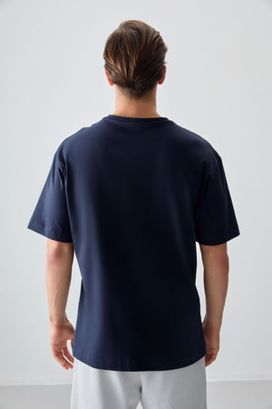 %100 pamuk kalin yumuşak dokulu oversize fit baskili erkek t-shirt - 88355 - Justyol