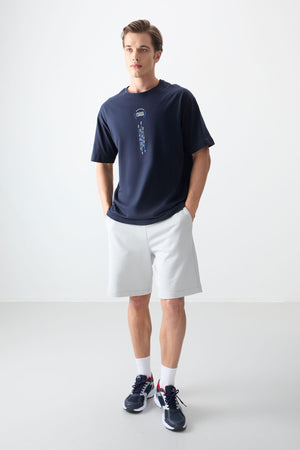 %100 pamuk kalin yumuşak dokulu oversize fit baskili erkek t-shirt - 88355 - Justyol