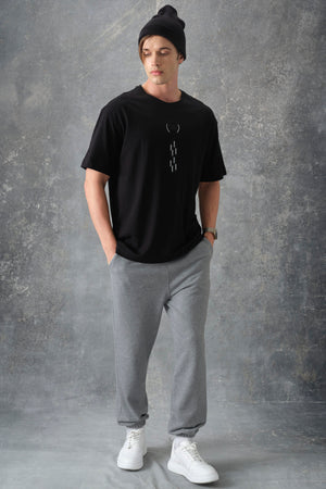 %100 pamuk kalin yumuşak dokulu oversize fit baskili erkek t-shirt - 88355 - Justyol