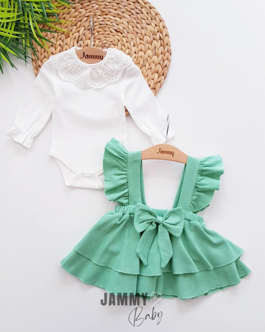 Luana Waffle Gilet Dress Set - TEER GREEN - Justyol