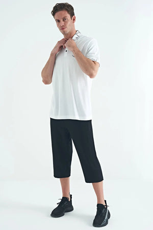 yazi nakişli baski detayli standart kalip polo yaka erkek t-shirt - 88239 - Justyol