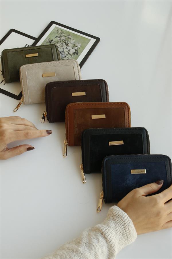 Paella Süet Lacivert Cüzdan - Justyol