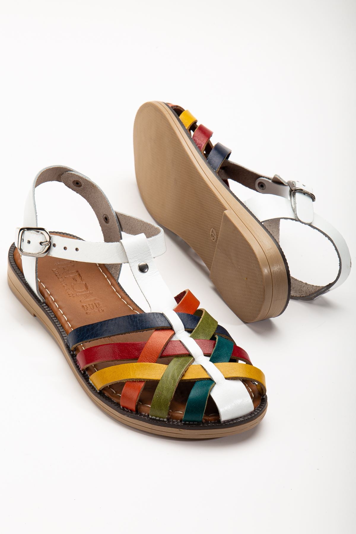 205 - 02 k. kahve ortopedik hakiki deri kadin sandalet - Justyol