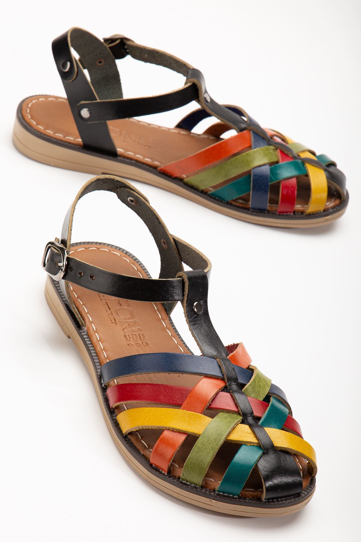 205 - 02 k. kahve ortopedik hakiki deri kadin sandalet - Justyol