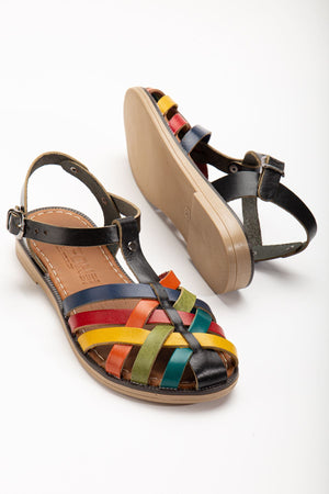 205 - 02 k. kahve ortopedik hakiki deri kadin sandalet - Justyol