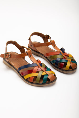 205 - 02 k. kahve ortopedik hakiki deri kadin sandalet - Justyol