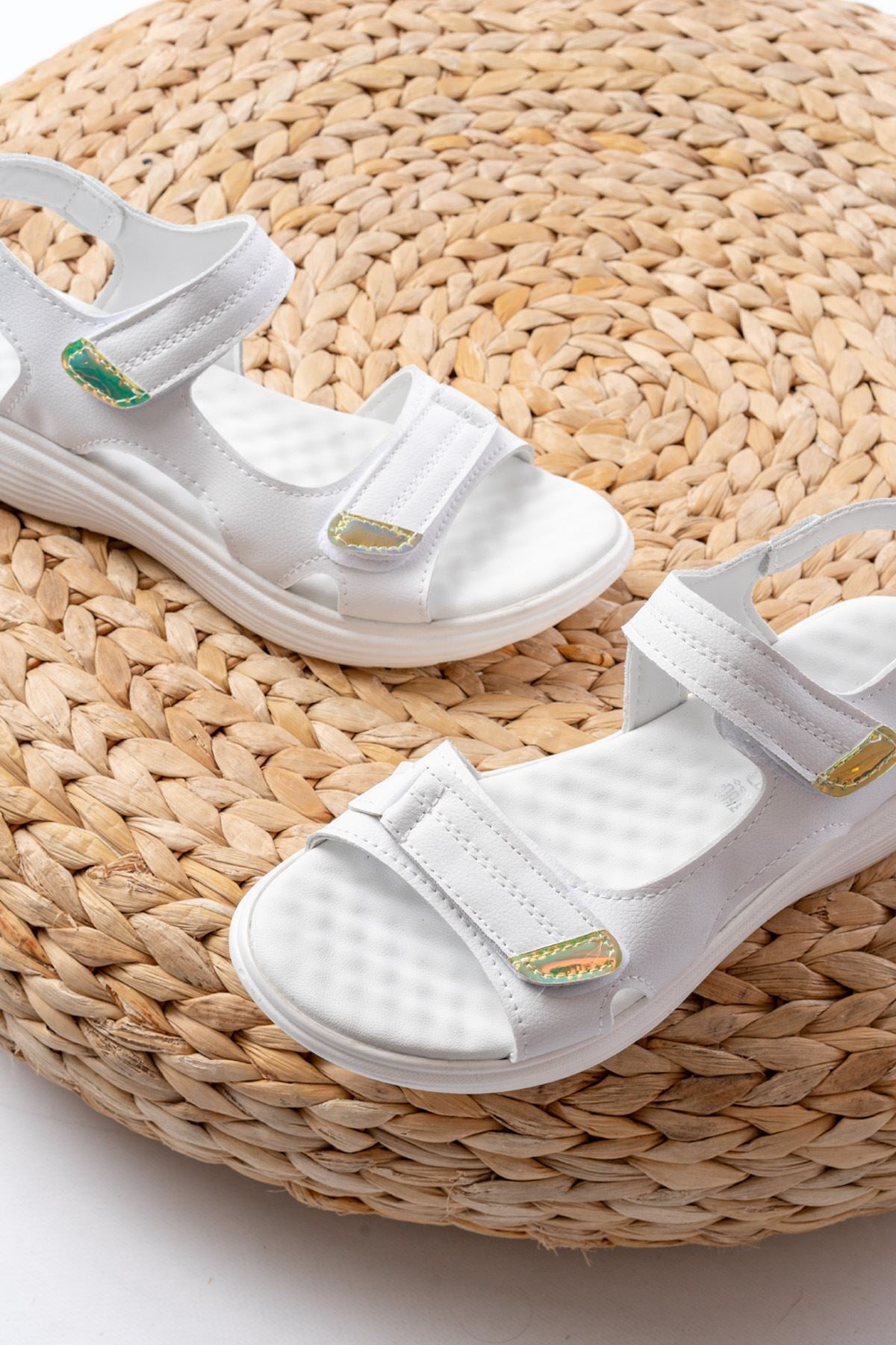 dm - 363baret cirtli dikişli günlük kadin sandalet - Justyol