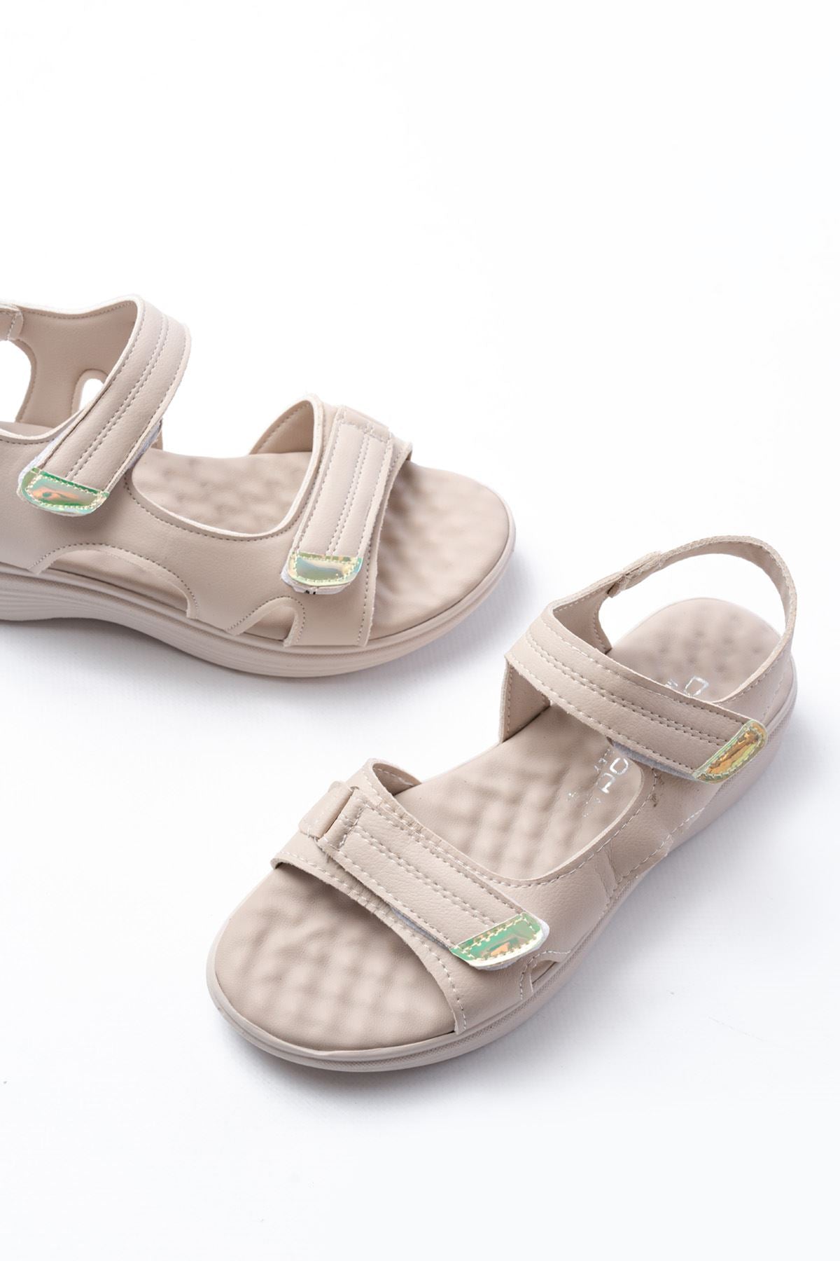 dm - 363baret cirtli dikişli günlük kadin sandalet - Justyol