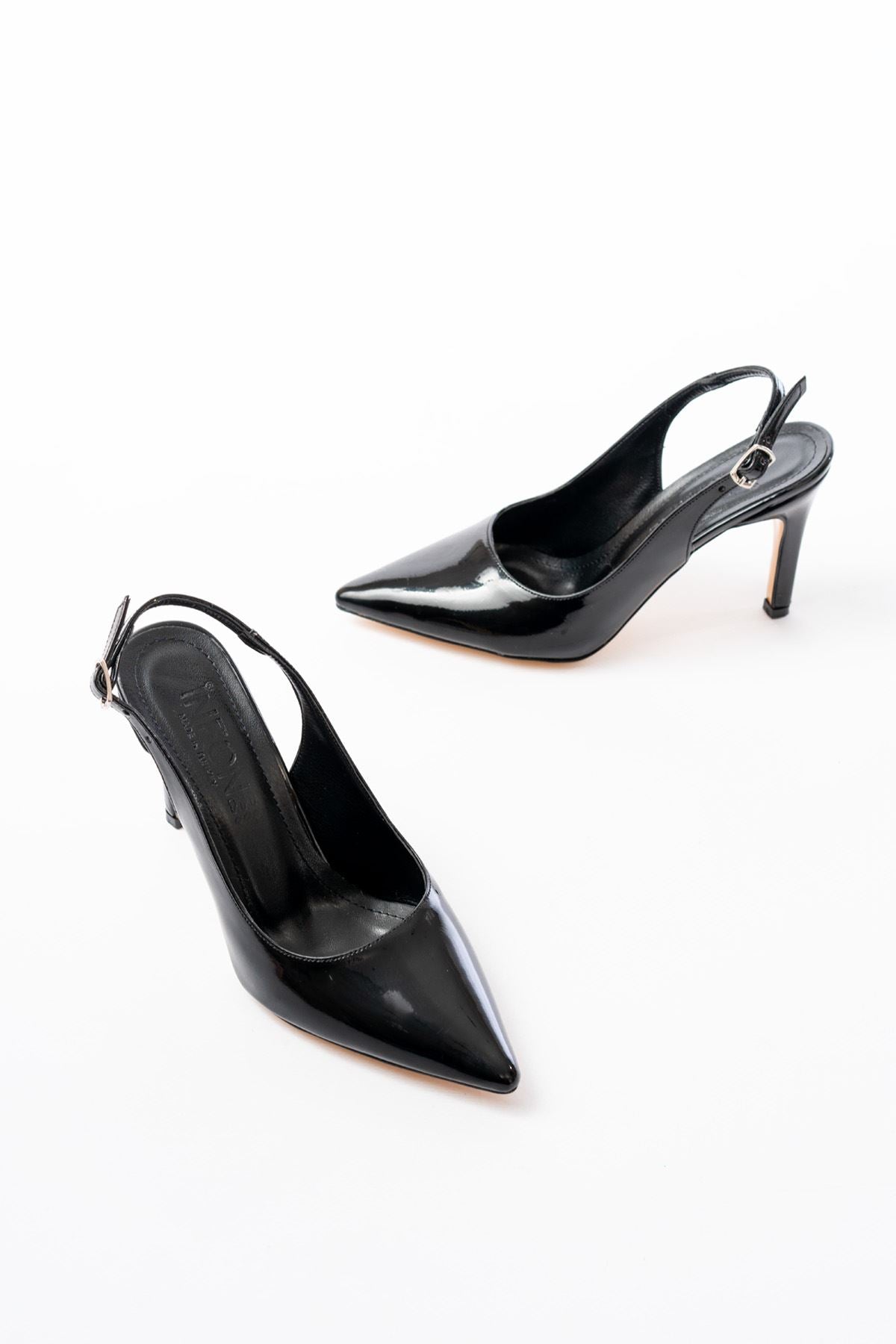 st - 1153rugan günlük arkasi açik 9 cm topuklu kadin ayakkabi - Justyol