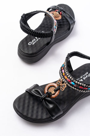 dm - 608taşli arka lastikli günlük kadin sandalet - Justyol