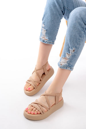 24413 - 841 nut dolgu topuk kadin sandalet - Justyol