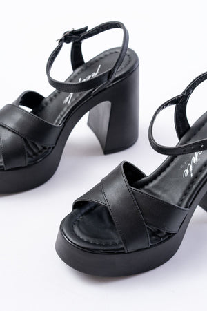 p - 105çapraz kalin topuklu kadin sandalet - Justyol