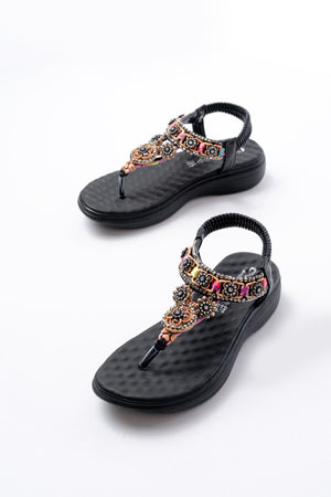 dm - 609taşli arka lastikli parmak arasi kadin sandalet - Justyol