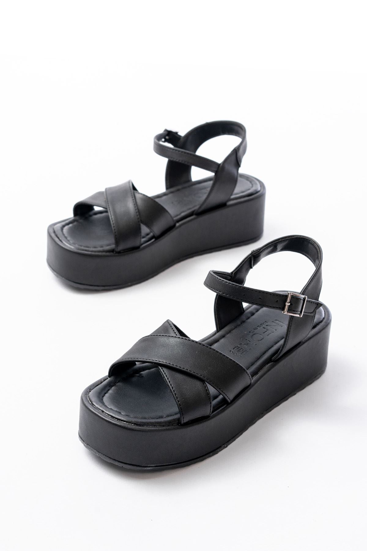 861 - 1005günlük çapraz dolgu topuk kadin sandalet - Justyol