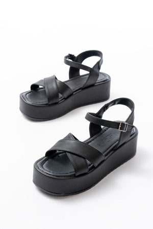 861 - 1005günlük çapraz dolgu topuk kadin sandalet - Justyol