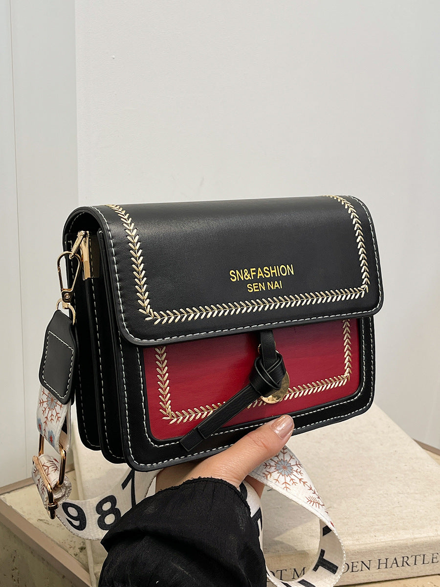 Fashionable Bag for Women, Versatile New Crossbody Bag, Casual, Contrasting Color, Small Square Bag, Wide Shoulder Strap MU Group