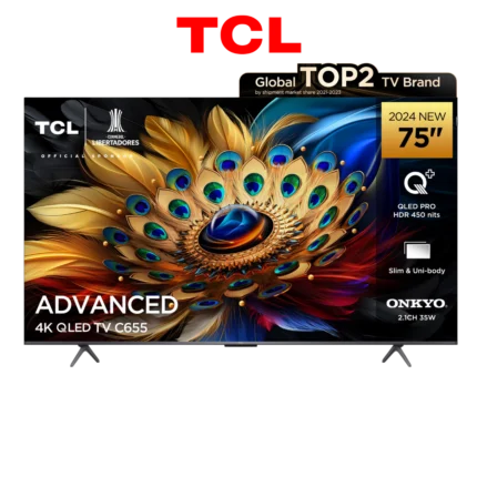 TV TCL 43″ QLED Google TV, image détaillée et compatibilité avec assistants vocaux. Digitronics