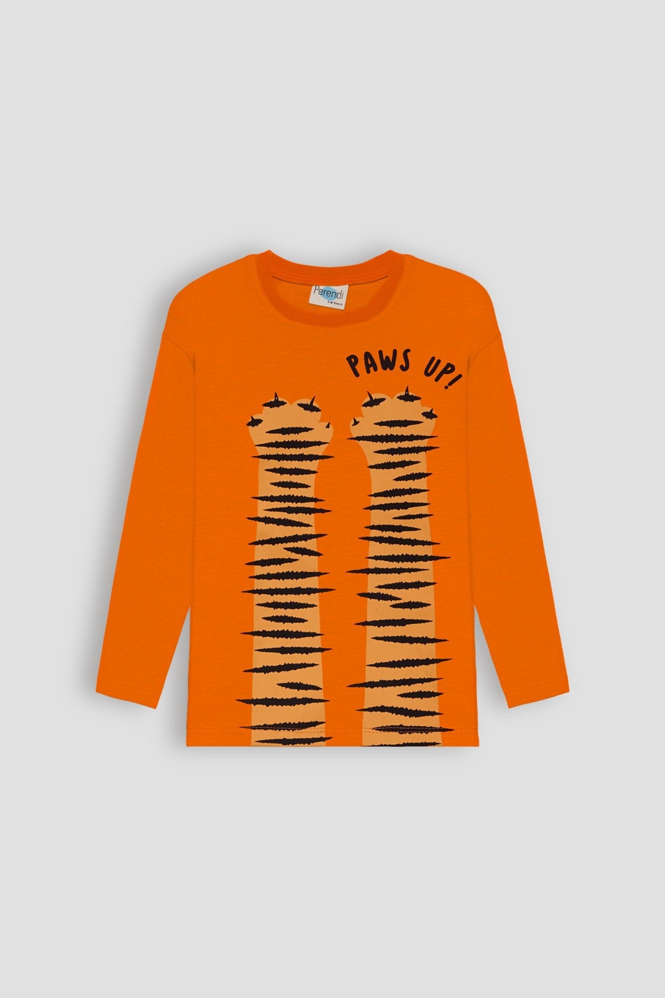 %100 pamuklu uzun kollu paws up baskili erkek çocuk tshirt - Justyol