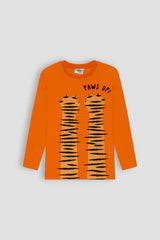 %100 pamuklu uzun kollu paws up baskili erkek çocuk tshirt - Justyol