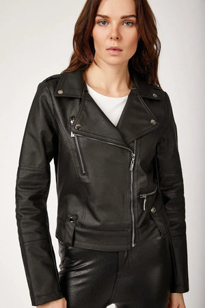 1025 suni deri biker ceket - Justyol