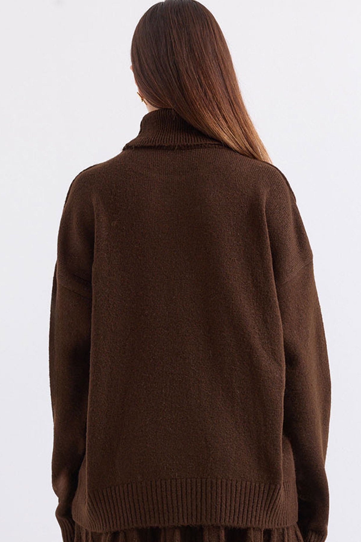 15917 kadin balikçi yaka oversize triko kazak - Justyol