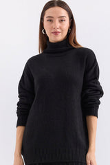 15917 kadin balikçi yaka oversize triko kazak - Justyol