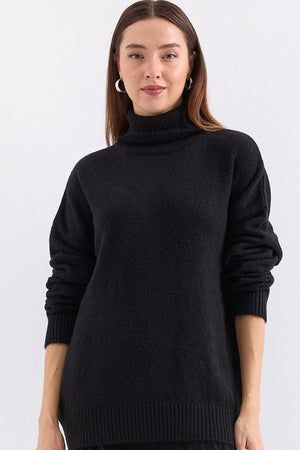 15917 kadin balikçi yaka oversize triko kazak - Justyol