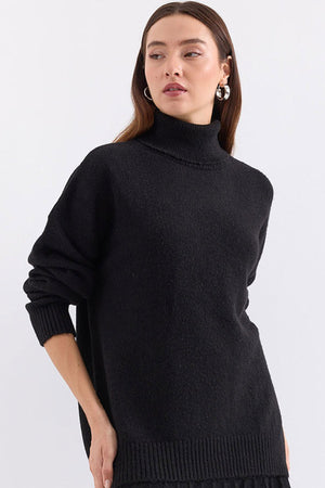 15917 kadin balikçi yaka oversize triko kazak - Justyol