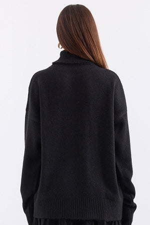 15917 kadin balikçi yaka oversize triko kazak - Justyol
