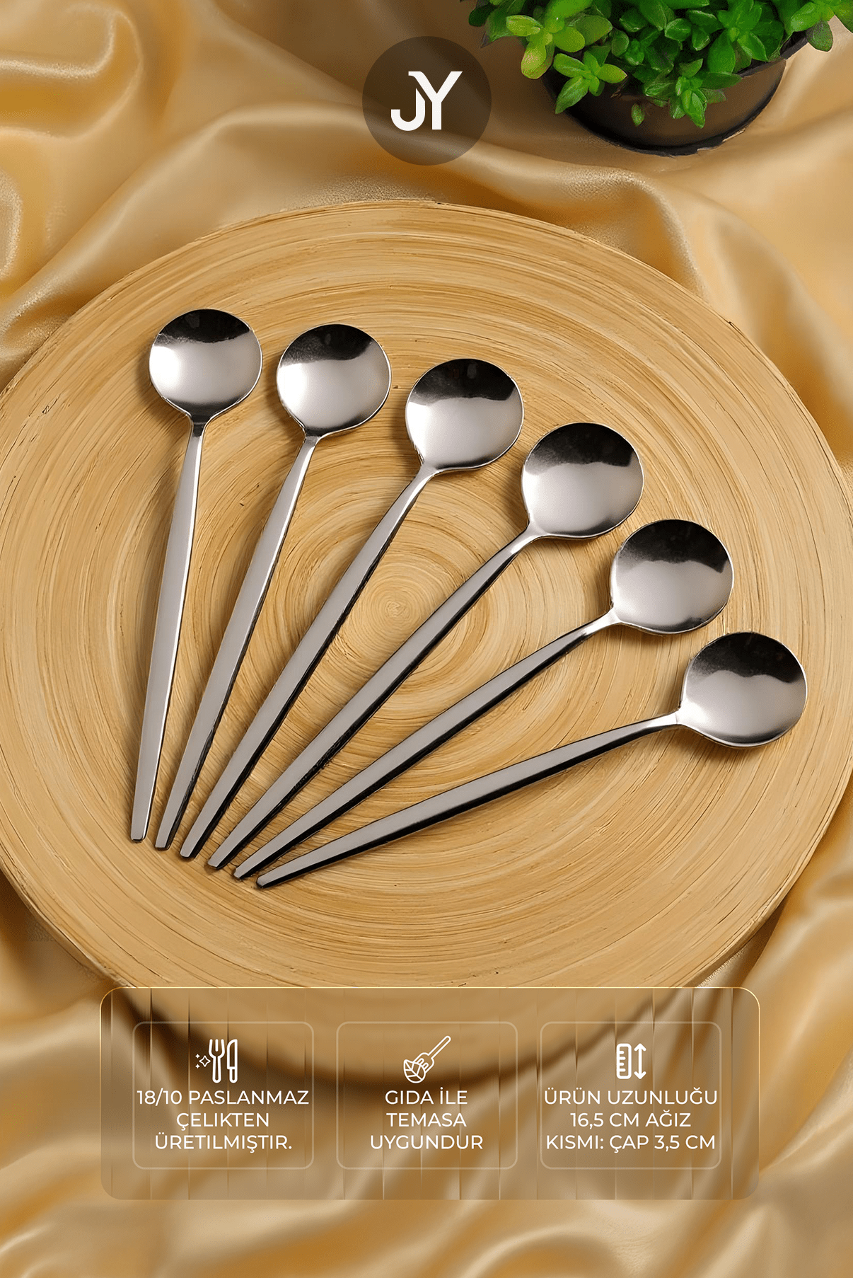 Paris 6'lı Paslanmaz Çelik Tatlı Kaşığı - 18/10 Stainless Steel - Justyol