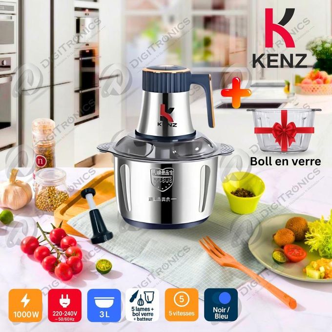 Hachoir 3 L, capacité familiale, idéal pour préparations culinaires variées. Digitronics
