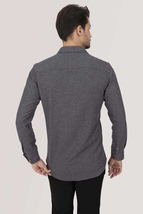 Füme Düz Oduncu Slimfit Kutulu Gömlek - 6488 - Justyol