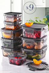 9'lu Tam Vakumlu Kilitlli Erzak Saklama Kabı Seti - hava Geçirmez (400ml X 800ml X 1400ml) Sızdırmaz - Justyol