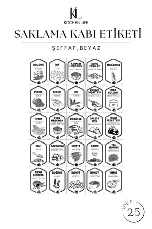 9'lu Jumbo Boy Etiketli Square Kare Erzak Saklama Kabı Seti 1750 ml - Sert Kapak Büyük Kavanoz - Justyol
