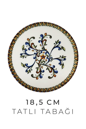 24 Parça 6 Kişilik Barok Bahar New Bone Porselen Yemek Takımı - Çorba Servis Yemek Tabağı Seti - Justyol