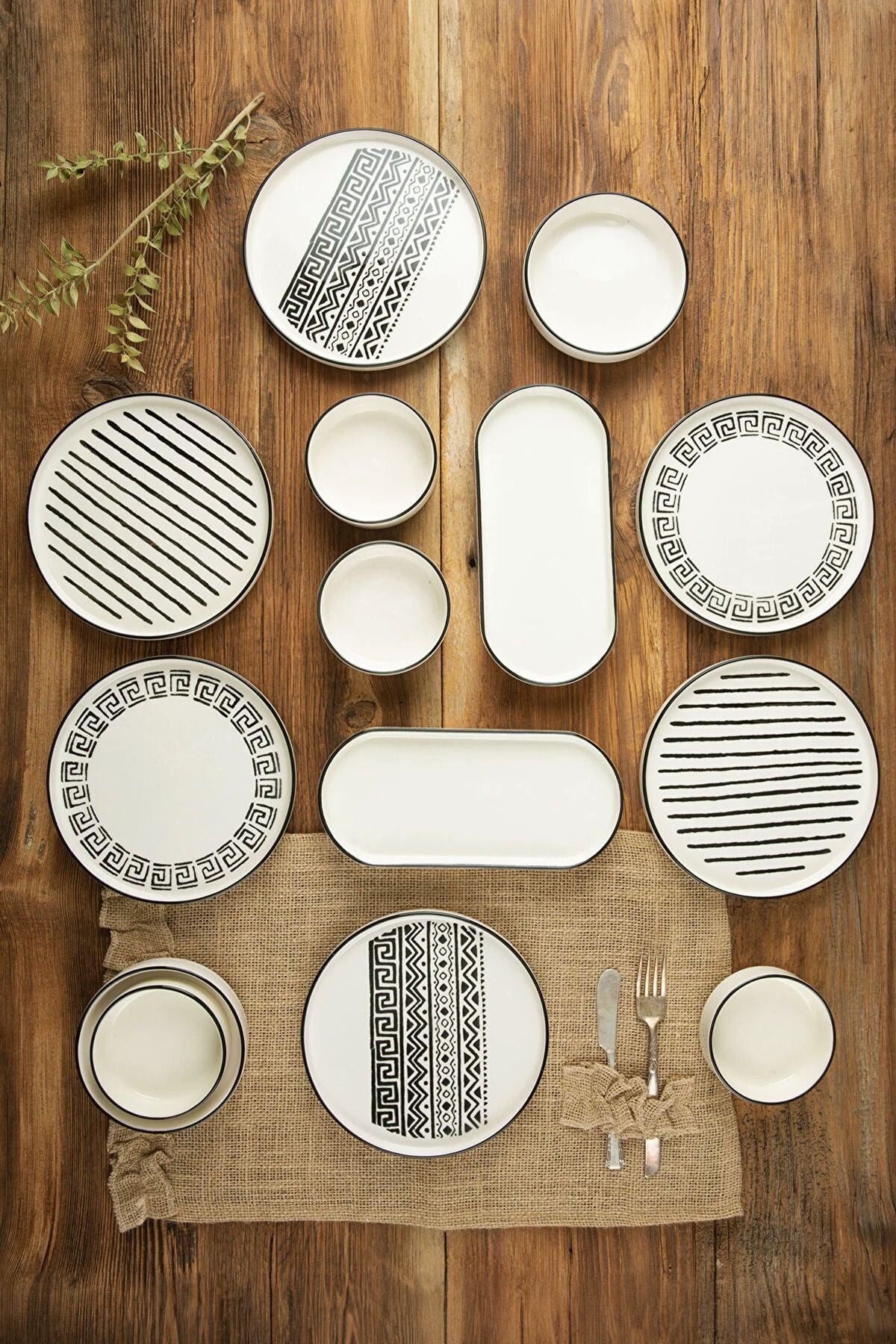 14 Parça 6 Kişilik Stackable Sio Savior Kahvaltı Takımı - Lüx Kahvaltılık Sunum Seti Tabağı - Justyol