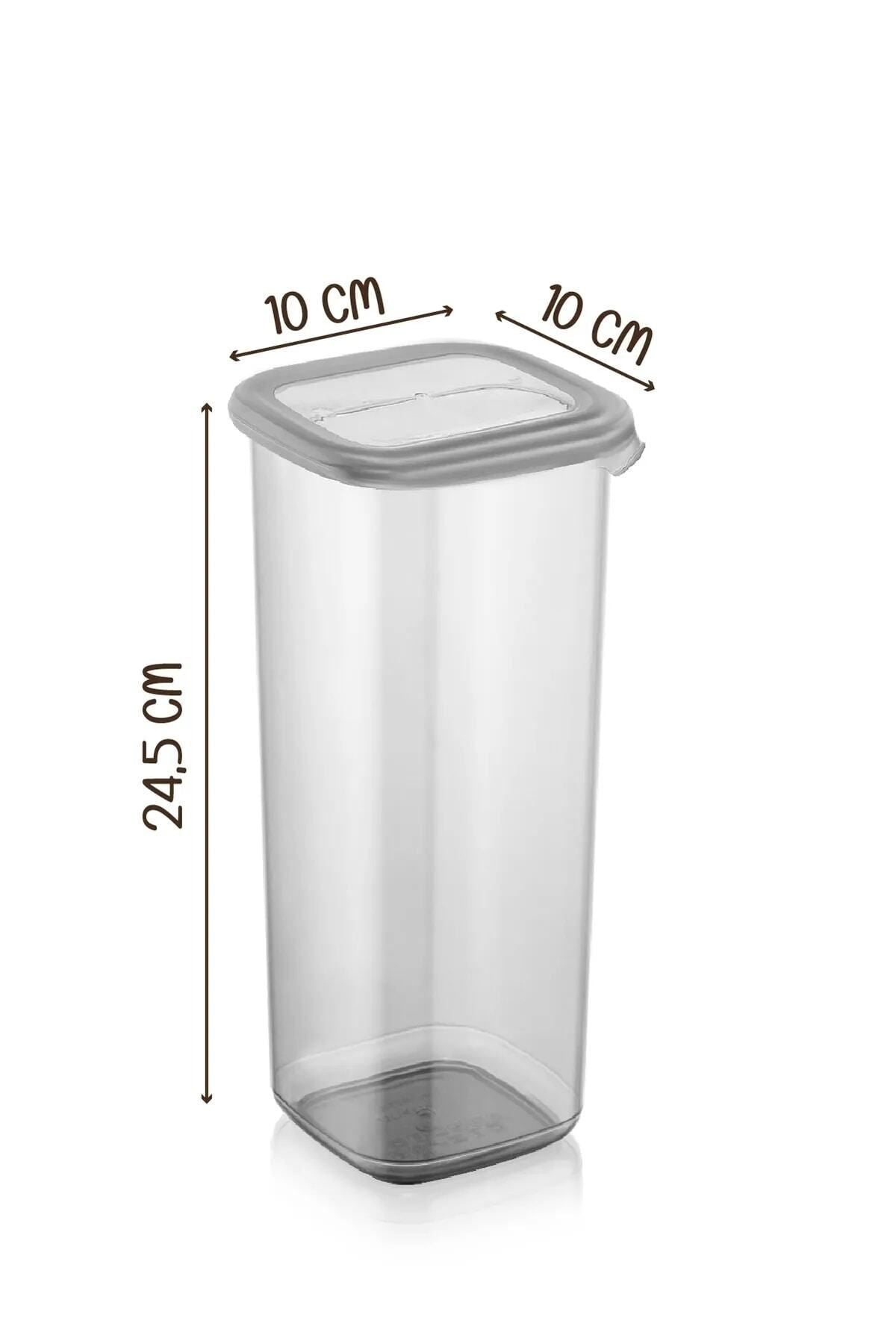 9'lu Jumbo Boy Etiketli Square Kare Erzak Saklama Kabı Seti 1750 ml - Sert Kapak Büyük Kavanoz - Justyol