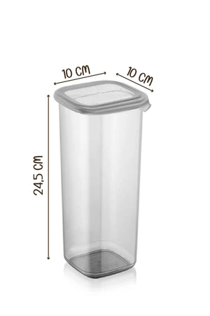 9'lu Jumbo Boy Etiketli Square Kare Erzak Saklama Kabı Seti 1750 ml - Sert Kapak Büyük Kavanoz - Justyol