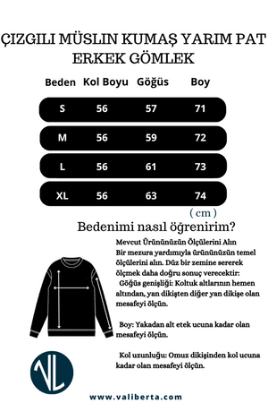 çizgili müslin kumaş yarim pat erkek gömlek - Justyol