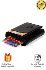 Porte - cartes en cuir vegan noir avec compartiment pour billets et mécanisme coulissant - Justyol