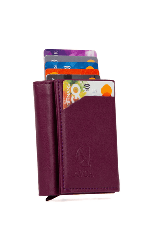 Porte - cartes en cuir vegan noir avec compartiment pour billets et mécanisme coulissant - Justyol
