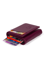 Porte - cartes en cuir vegan noir avec compartiment pour billets et mécanisme coulissant - Justyol