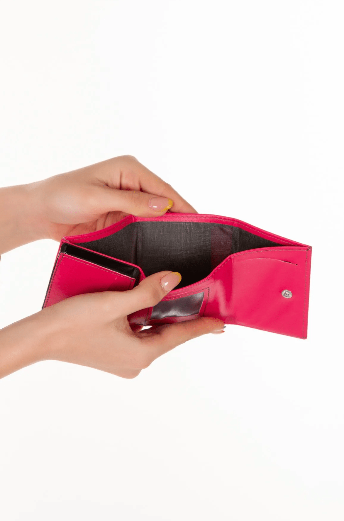 Porte - cartes en cuir vegan noir avec compartiment pour billets et mécanisme coulissant - Justyol