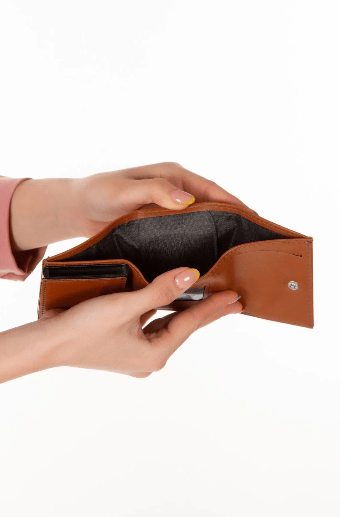 Porte - cartes en cuir vegan noir avec compartiment pour billets et mécanisme coulissant - Justyol